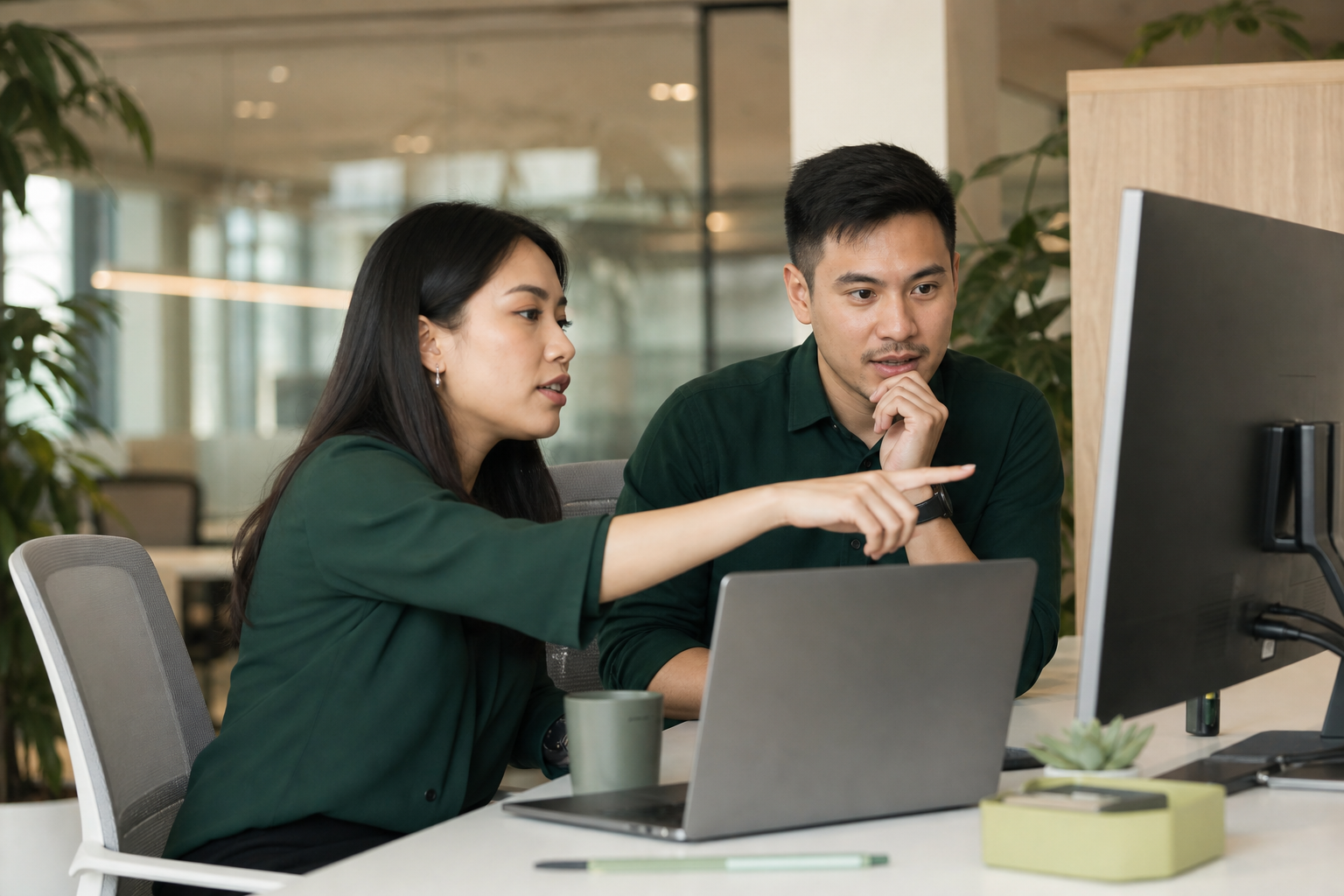 Software professionals collaborating on an application
